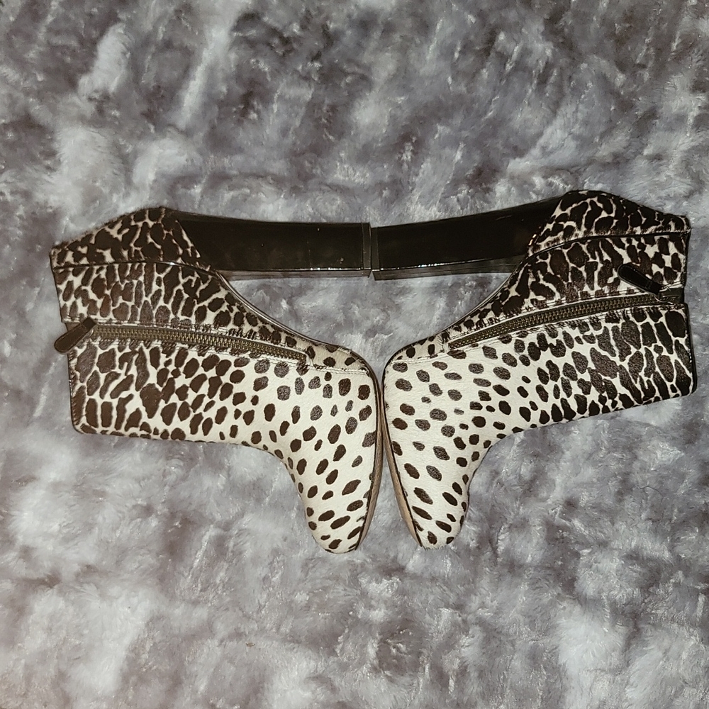 Ann Taylor black and white fur booties